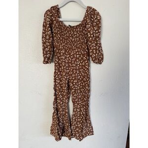 Pink Lily Kids Girls Brown Floral Jumpsuit Size 5/6